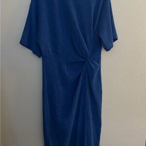 H&M Royal Blue Midi Dress with Side Knot Detail